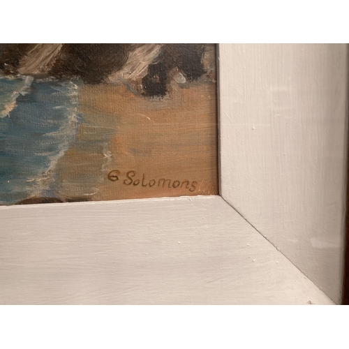 47 - G. SOLOMONS, “OFF CASTLETOWNSEND”, oil on board, signed lower right, 38cm x 22cm painting, 51 x 35cm... 