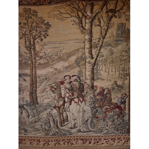 52 - A FINE & LARGE WALL TAPESTRY, this extensive landscape tapestry is a reproduction of an original tap... 