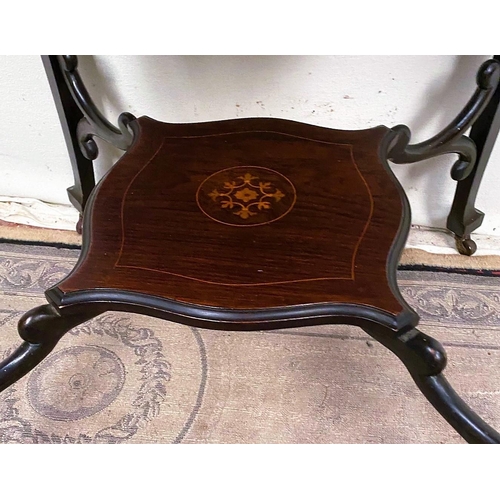 54 - AN ROSEWOOD INLAID ENVELOPE FOLD OVER CARD TABLE, a fine piece of Edwardian style furniture; the top... 