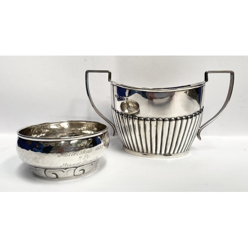 76 - A MIXED SILVER LOT; includes; (i) A DANISH SILVER DISH, circular in shape, with fluted detail to the... 