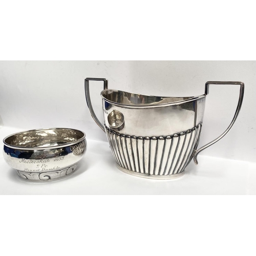 76 - A MIXED SILVER LOT; includes; (i) A DANISH SILVER DISH, circular in shape, with fluted detail to the... 