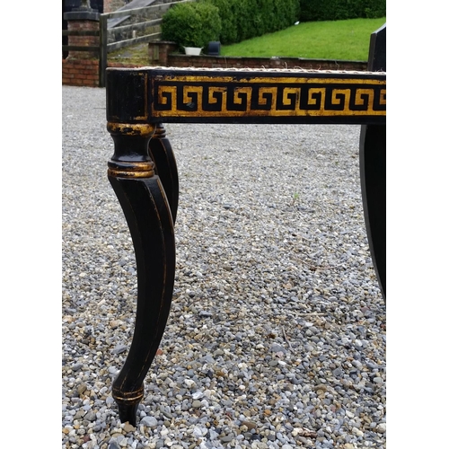 91 - A SUPERB SET OF EARLY 20TH CENTURY REGENCY STYLE EBONISED & GILT CHAIRS, (4 + 2 CARVERS), The entire... 