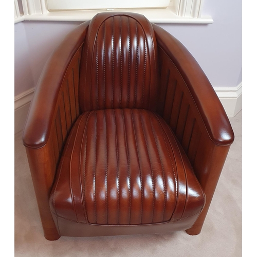 95 - A VINTAGE STYLE ‘AVIATOR’ LEATHER CLUB ARM CHAIR, this ever popular stylish comfortable armchair wou... 