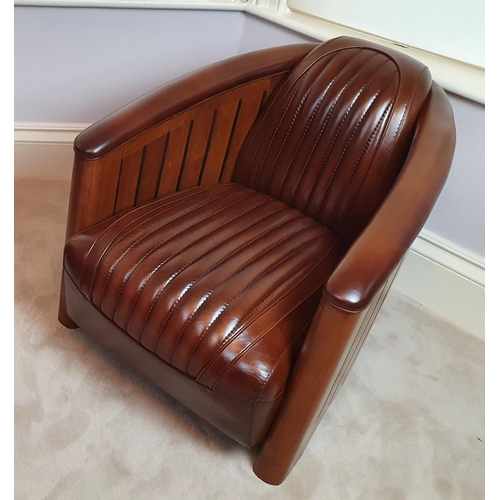 96 - A VINTAGE STYLE ‘AVIATOR’ LEATHER CLUB ARM CHAIR, this ever popular stylish comfortable armchair wou... 