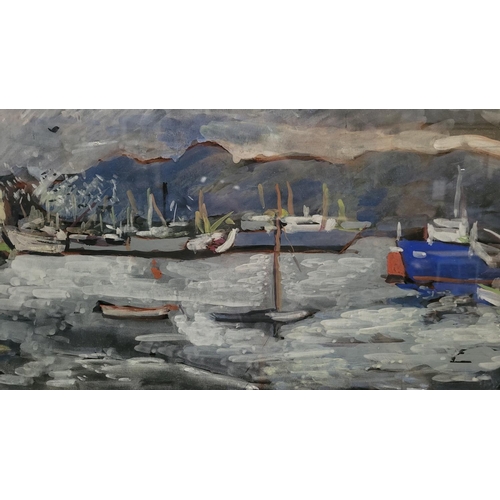 1 - KITTY WILMER O’BRIEN, RHA PWCSI (IRISH, 1910 – 1982), KILLYBEGS, 1980, gouache on paper, unsigned, i... 