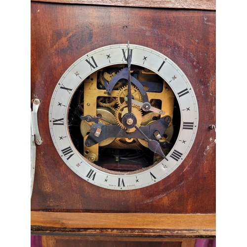 114 - AN ENFIELD’S GRANDMOTHER CLOCK, Enfield, made in England stamped to clock face, with roman numerals ... 