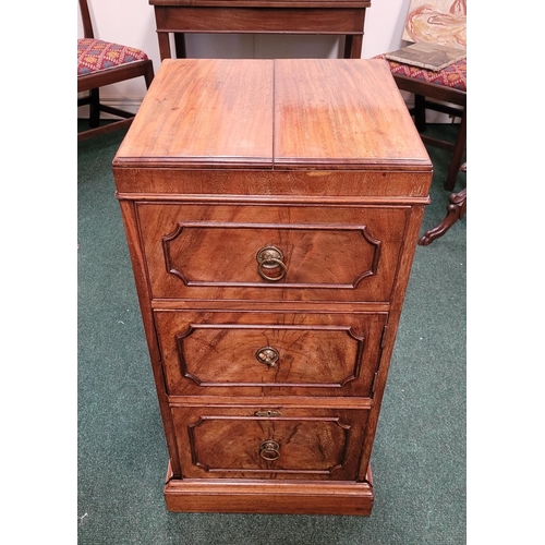 12 - A VERY FINE MILITARY 19TH CENTURY MAHOGANY DRESSING CHEST/CABINET, the top folds out and rests upon ... 