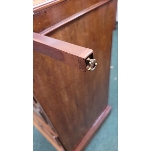 12 - A VERY FINE MILITARY 19TH CENTURY MAHOGANY DRESSING CHEST/CABINET, the top folds out and rests upon ... 