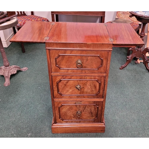 12 - A VERY FINE MILITARY 19TH CENTURY MAHOGANY DRESSING CHEST/CABINET, the top folds out and rests upon ... 