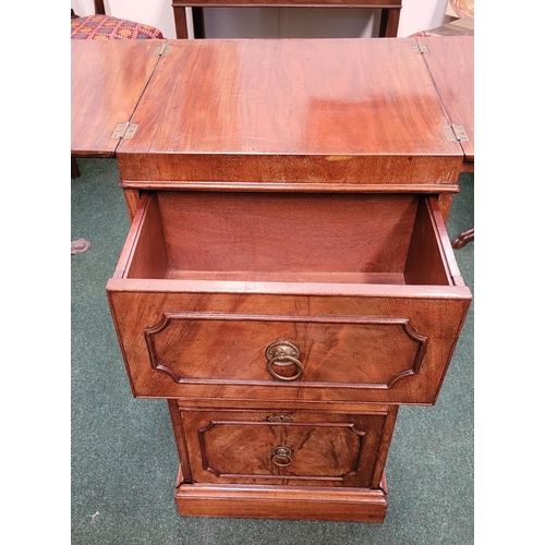 12 - A VERY FINE MILITARY 19TH CENTURY MAHOGANY DRESSING CHEST/CABINET, the top folds out and rests upon ... 