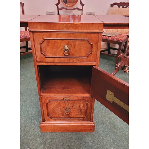 12 - A VERY FINE MILITARY 19TH CENTURY MAHOGANY DRESSING CHEST/CABINET, the top folds out and rests upon ... 