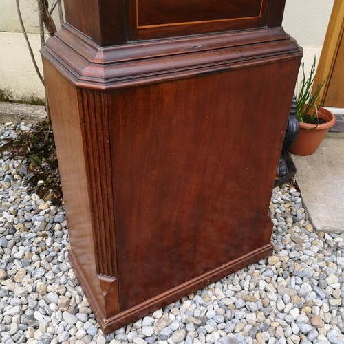 122 - A THOMAS RAINEY MAHOGANY GRANDFATHER LONGCASE CLOCK, includes p.w.o weights, pendulum and key. With ... 