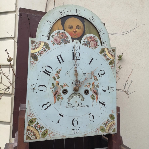 122 - A THOMAS RAINEY MAHOGANY GRANDFATHER LONGCASE CLOCK, includes p.w.o weights, pendulum and key. With ... 