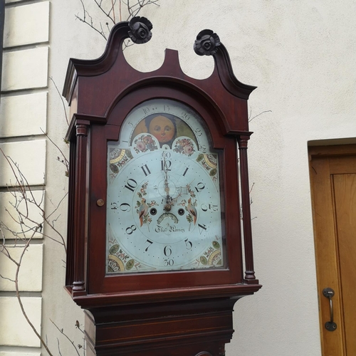 122 - A THOMAS RAINEY MAHOGANY GRANDFATHER LONGCASE CLOCK, includes p.w.o weights, pendulum and key. With ... 