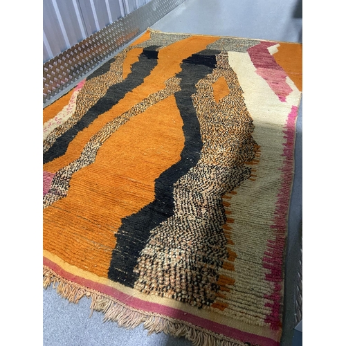 140 - A VIBRANT BERBER BOUJAD MOROCCAN RUG, with expressive design, with great texture; rich orange, brown... 