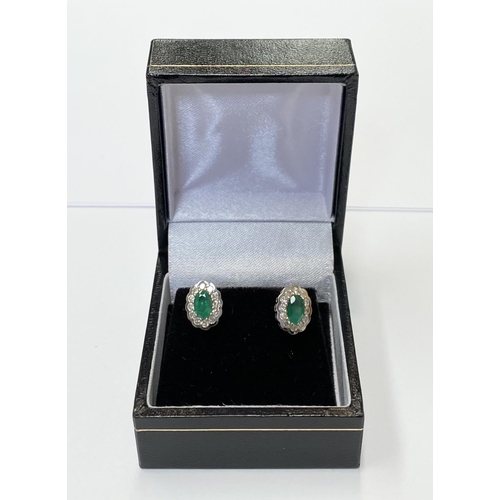 153 - A PAIR OF 18CT YELLOW GOLD COLOMBIAN EMERALD & DIAMOND CLUSTER EARRINGS, these magnificent earrings ... 