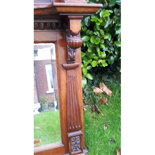 154 - A GOOD LATE 19TH / EARLY 20TH CENTURY MAHOGANY OVERMANTEL MIRROR, a lot of work went in to the makin... 