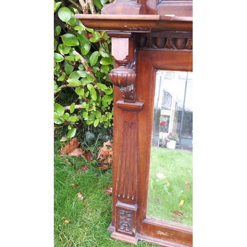 154 - A GOOD LATE 19TH / EARLY 20TH CENTURY MAHOGANY OVERMANTEL MIRROR, a lot of work went in to the makin... 