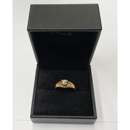 177 - AN 18CT YELLOW GOLD GENTS DIAMOND RING, the diamond is claw set , diamond weigh .65 cts and the insi... 