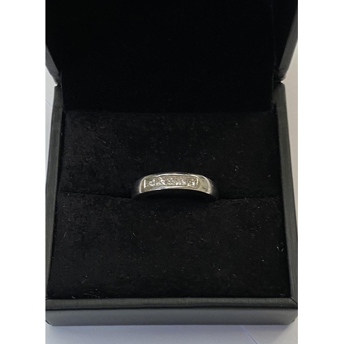 183 - AN 18CT WHITE GOLD FIVE STONE PRINCESS CUT DIAMOND RING, diamond weight  .50 cts, channel set diamon... 