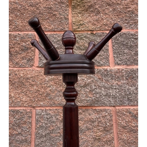 189 - A MAHOGANY HALL STAND, with fluted column standing on circular base, dimensions: 165cm high approx.