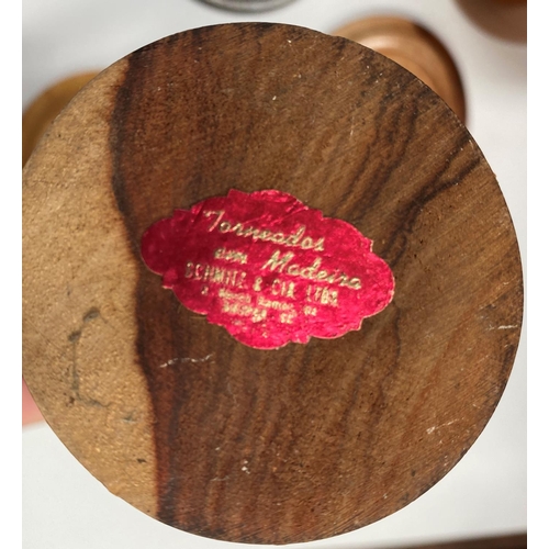 199 - A PORTUGESE HARDWOOD TABLEWARE LOT, to include hardwood cup made in various woods, labelled ‘Tornead... 