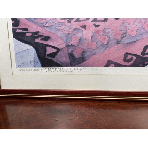 202 - MARTINA STEPHENS (20TH CENTURY), “CARPET STORE STEPS”, limited edition print, titled lower left, num... 