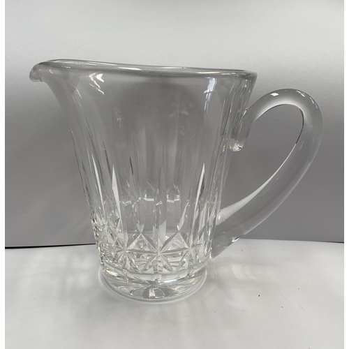 207 - A CUT GLASS LOT TO INCLUDE A WATERFORD CUT GLASS JUG, with star cut base, marked Waterford, along wi... 