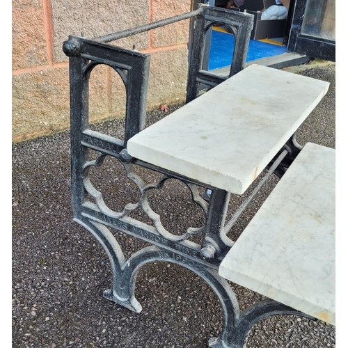 214 - A LATE 19TH CENTURY CAST IRON & MARBLE DISPLAY / POT STAND	by Parnall & Sons of Bristol. Originally ... 