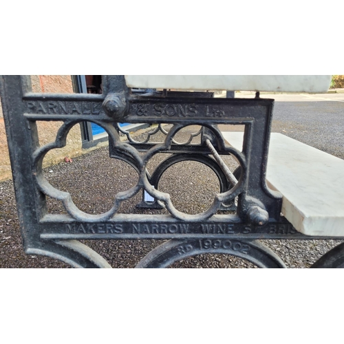 214 - A LATE 19TH CENTURY CAST IRON & MARBLE DISPLAY / POT STAND	by Parnall & Sons of Bristol. Originally ... 