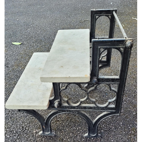 214 - A LATE 19TH CENTURY CAST IRON & MARBLE DISPLAY / POT STAND	by Parnall & Sons of Bristol. Originally ... 