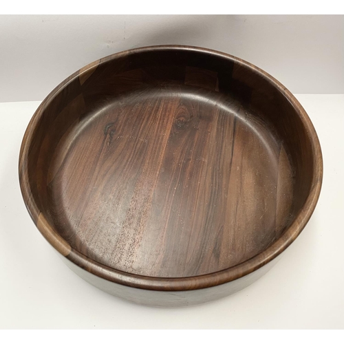 229 - AN ARTES MIEHL HARDWOOD FRUIT BOWL, along with one other, dimensions: larger 31cm diameter approx.