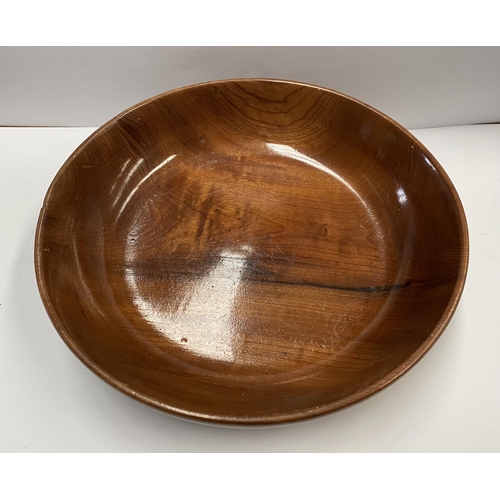 229 - AN ARTES MIEHL HARDWOOD FRUIT BOWL, along with one other, dimensions: larger 31cm diameter approx.