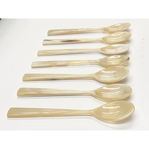 235 - A COLLECTION OF HAND CARVED HORN SPOONS, each piece carved from natural white horn (7 pieces’ total)