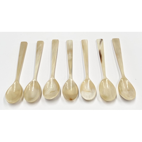 235 - A COLLECTION OF HAND CARVED HORN SPOONS, each piece carved from natural white horn (7 pieces’ total)