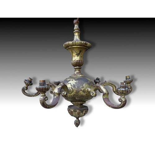 236 - A HEAVY METAL CHANDELIER LIGHT SUITE, includes four chandeliers, two with six branches, and two with... 