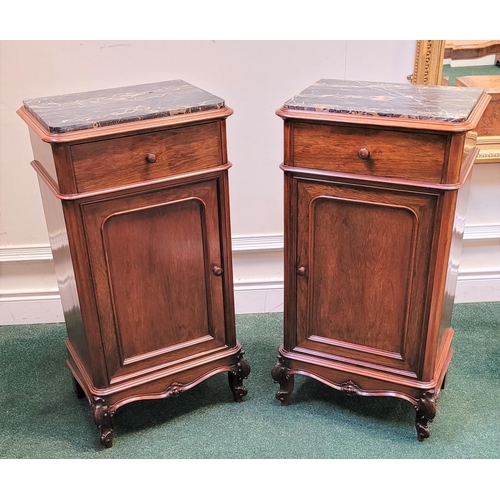 24 - A VERY FINE PAIR OF FRENCH ROSEWOOD LOCKERS / SIDE CABINETS, circa 1900, the top with wonderful inse... 