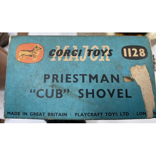 243 - A MIXED GAMING LOT TO INCLUDE (i) A Corgi Toys, Priestman “cub” shovel, 1128, made in England, (ii) ... 