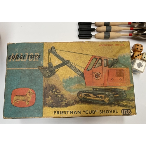 243 - A MIXED GAMING LOT TO INCLUDE (i) A Corgi Toys, Priestman “cub” shovel, 1128, made in England, (ii) ... 