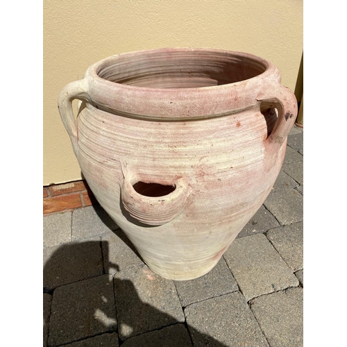 248 - A TERECOTTA GARDEN FLOWER POT, with handles and pierced sides for smaller flowers. Dimensions: 60cm ... 