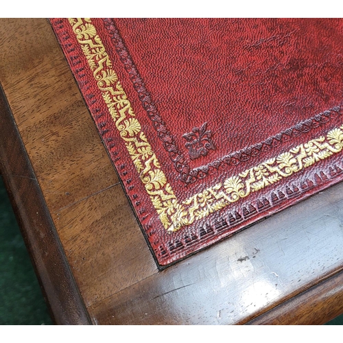 27 - A VERY FINE 19TH CENTURY MAHOGANY LEATHER TOPPED WRITING DESK, 	the top with brass gallery railing a... 