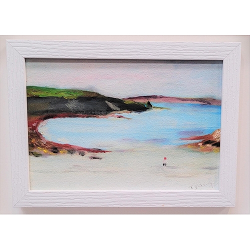 30 - TERRY DELANEY, (IRISH 20TH CENTURY), BEACH ALONE, oil on board, signed lower right, inscribed verso.... 