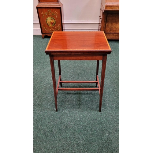 50 - A GOOD QUALITY EDWARDIAN FOLDOVER GAMES TABLE 	neatly proportioned table from the early 20th century... 