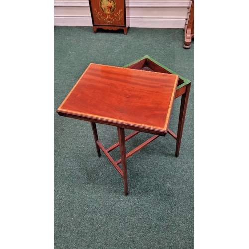 50 - A GOOD QUALITY EDWARDIAN FOLDOVER GAMES TABLE 	neatly proportioned table from the early 20th century... 