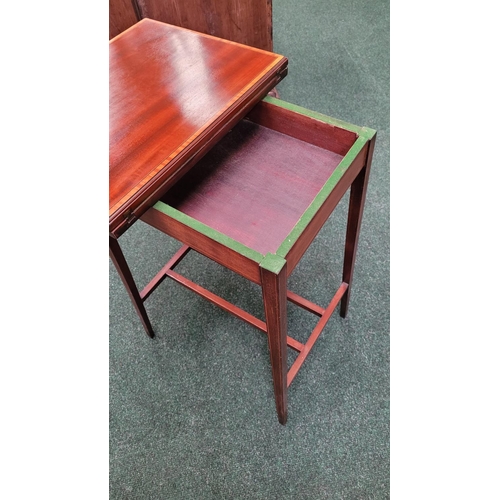 50 - A GOOD QUALITY EDWARDIAN FOLDOVER GAMES TABLE 	neatly proportioned table from the early 20th century... 