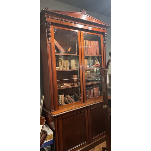 55 - A VERY FINE IRISH MAHOGANY TWO DOOR GLAZED BOOKCASE BY STRAHAN, OF DUBLIN, a fantastic piece of Iris... 