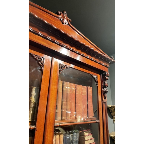 55 - A VERY FINE IRISH MAHOGANY TWO DOOR GLAZED BOOKCASE BY STRAHAN, OF DUBLIN, a fantastic piece of Iris... 