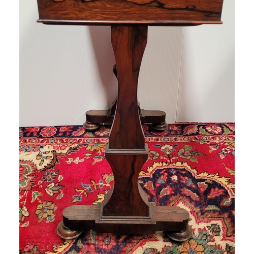 59 - A VERY FINE 19TH CENTURY ROSEWOOD FOLD OVER CARD TABLE, the fold over top swivels smoothly anti cloc... 