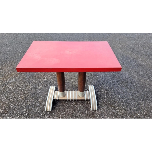 76 - A MID CENTURY FORMICA TOPPED TABLE / CONSOLE / HALL TABLE, 	rectangular in shape, a great retro piec... 