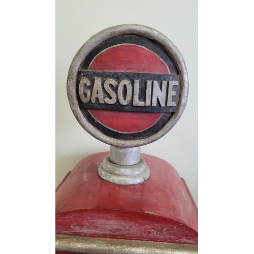 77 - A VINTAGE STYLE ‘GASOLINE’ PUMP CABINET,	 with glazed door, opens to reveal shelved interior. Would ... 